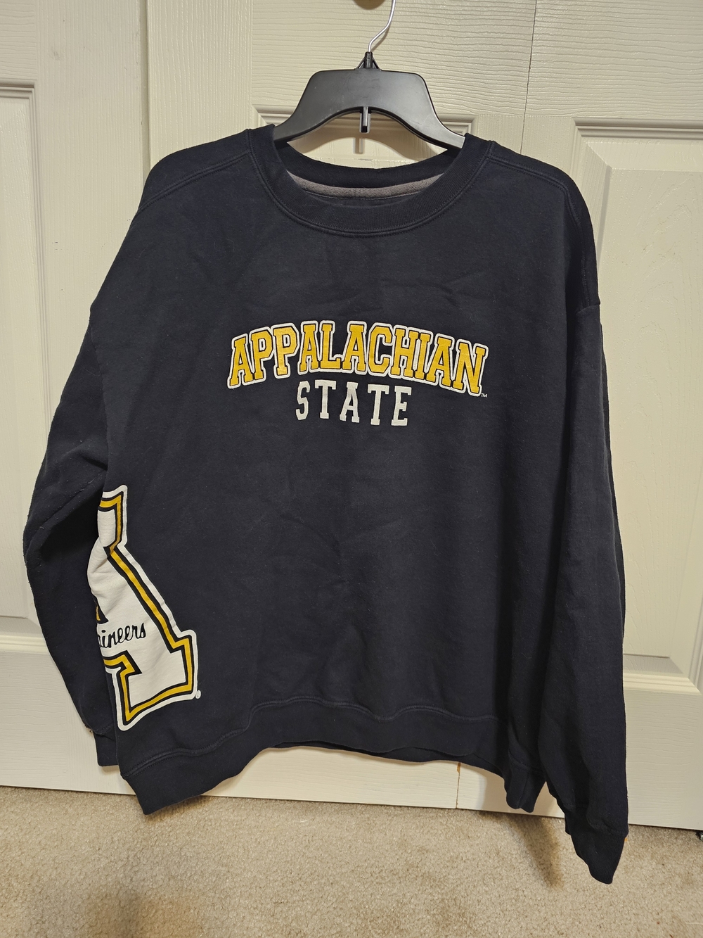 Gildan Black Crewneck Sweatshirt with White Logo Print With Side Logo